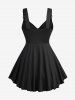Plus Size Floral Flocking Tulip Hem Layered Ruffles Lace Up Ruched Heart Buckles Tank Top -  