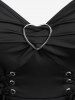 Plus Size Floral Flocking Tulip Hem Layered Ruffles Lace Up Ruched Heart Buckles Tank Top -  