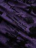 Plus Size Cowl Neck Poet Sleeves Rose Flower Letters Flocking Jacquard Embroidered Cinched Chain Top -  