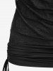 Plus Size Cowl Neck Cinched Rose Lace Tank Top -  