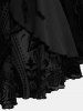 Gothic Plus Size Floral Figure Print Lace Up Ruched Ruffles Bell Sleeves Tops -  