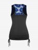 Plus Size Cowl Neck Cinched Rose Lace Tank Top -  