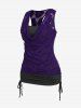 Plus Size Cowl Neck Cinched Rose Lace Tank Top -  