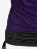 Plus Size Cowl Neck Cinched Rose Lace Tank Top -  