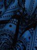 Gothic Plus Size Floral Figure Print Lace Up Ruched Ruffles Bell Sleeves Tops -  