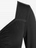 Gothic Plus Size Flare Sleeves Lace Up Two Tone Handkerchief Top -  