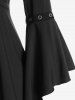 Gothic Plus Size Flare Sleeves Lace Up Two Tone Handkerchief Top -  