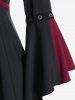 Gothic Plus Size Flare Sleeves Lace Up Two Tone Handkerchief Top -  