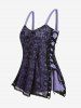 Plus Size Skull Lace Overlay Gothic Tank Top -  