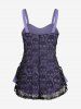 Plus Size Skull Lace Overlay Gothic Tank Top -  