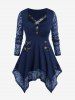 Skull Lace Panel Handkerchief Gothic Tee -  