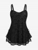 Plus Size Skull Lace Overlay Gothic Tank Top -  