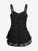 Plus Size Skull Lace Overlay Gothic Tank Top -  