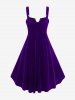 Gothic Lace Up Grommets High Low Velvet Midi Dress -  
