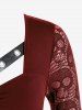 T-shirt Mouchoir Gothique Crâne Panneau en Dentelle - Rouge foncé 1X | US 14-16