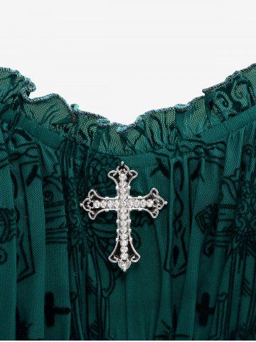 Gothic Plus Size Lace Up Ruffles Cross Tank Dress