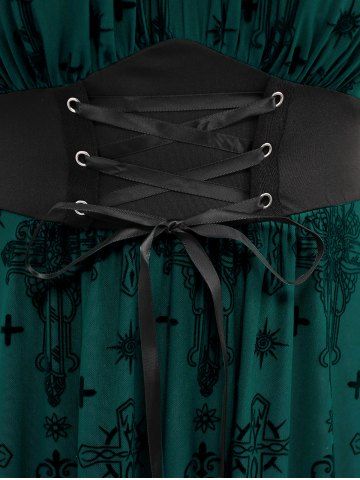Gothic Plus Size Lace Up Ruffles Cross Tank Dress