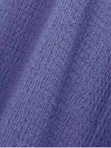 Plus Size Ruched Lace Up Mesh Bell Sleeves Textured Split Dress