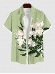 Plus Size Flowers Leaf Print Hawaii Shirt For Men -  