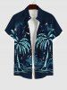 Short de Plage Transparent Imprimé Arbre Noix de Coco et Lune Grande Taille pour Couples - Noir 
