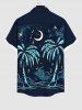 Short de Plage Transparent Imprimé Arbre Noix de Coco et Lune Grande Taille pour Couples - Noir 