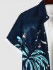 Short de Plage Transparent Imprimé Arbre Noix de Coco et Lune Grande Taille pour Couples - Noir 
