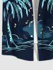Short de Plage Transparent Imprimé Arbre Noix de Coco et Lune Grande Taille pour Couples - Noir 