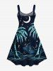 Short de Plage Transparent Imprimé Arbre Noix de Coco et Lune Grande Taille pour Couples - Noir 