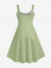 Costume de Plage Grande Taille Imprimé à Fleurs et Feuilles Assorti - Vert 