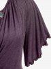 Plus Size Lettuce Ruched Chain Embellished Plunging Blouson Tee -  