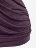 Plus Size Lettuce Ruched Chain Embellished Plunging Blouson Tee -  