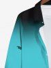 Plus Size Halloween Bat Pumpkin Tree Ombre Colorblock Print Buttons Long Sleeve Shirt For Men -  