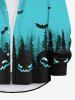Plus Size Halloween Bat Pumpkin Tree Ombre Colorblock Print Buttons Long Sleeve Shirt For Men -  