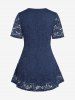 Blouse en Dentelle Courbée Grande Taille - Bleu profond 5x | US 30-32
