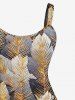 Plus Size Metallic Feather Print Hawaii Tank Dress -  
