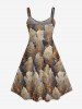 Plus Size Metallic Feather Print Hawaii Tank Dress -  