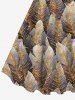 Plus Size Metallic Feather Print Hawaii Tank Dress -  
