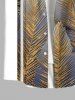 Plus Size Metallic Feather Colorblock Print Buttons Pocket Hawaii Shirt For Men -  