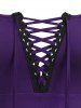 Plus Size Mesh Sheer See Through Lace Up Split Lingerie Set -  