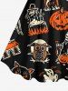 Robe D'Halloween Costume Citrouille Chauve-souris et Fantôme Imprimés de Grande Taille - Noir L