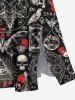 Robe Mi-Longue D'Halloween Crâne Chauve-souris et Mouton Imprimés de Grande Taille - Noir M