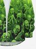 Plus Size Halloween Tree Vampire Print Buttons Long Sleeve Shirt For Men -  