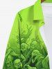 Plus Size Halloween Tree Vampire Print Buttons Long Sleeve Shirt For Men -  