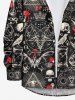 Plus Size Halloween Skulls Bat Hand Sheep Head Print Buttons Long Sleeve Shirt For Men -  