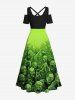 Plus Size Halloween Costume Tree Vampire Print Cold Shoulder Crisscross Maxi Dress -  