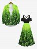 Plus Size Halloween Costume Tree Vampire Print Cold Shoulder Crisscross Maxi Dress -  