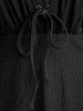 Plus Size Ruched Lace Up Mesh Bell Sleeves Textured Split Dress -  