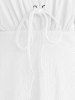 Plus Size Ruched Lace Up Mesh Bell Sleeves Textured Split Dress -  