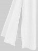 Plus Size Ruched Lace Up Mesh Bell Sleeves Textured Split Dress -  