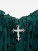 Gothic Plus Size Lace Up Ruffles Cross Tank Dress -  